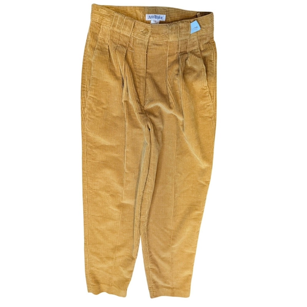 Ann Taylor Vintage Corduroy Pants‎ Gold High Waist Pleated Size 8